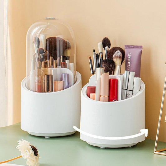 360° Rotating Makeup Brush Storage Box – Multi-Compartment Cosmetic Organiser