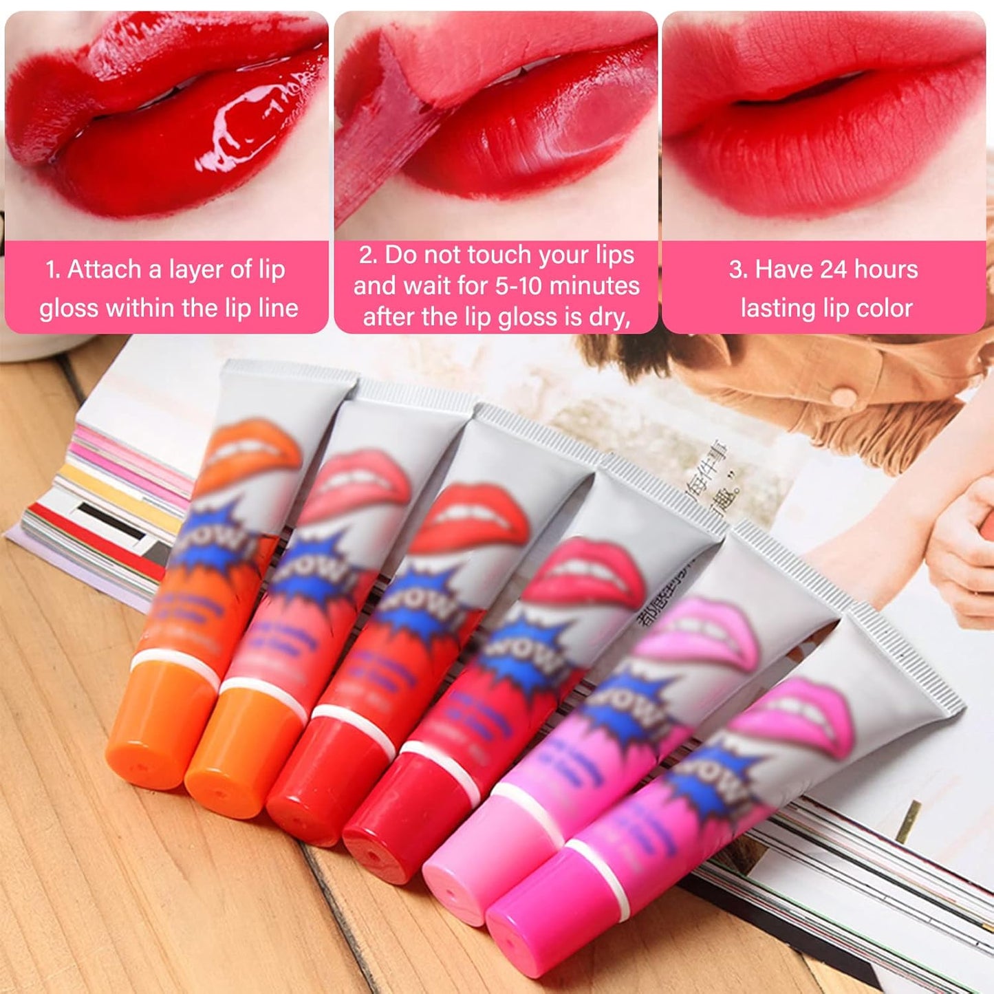 Romantic Bear Peel-Off Lip Tint Set – 6 Long-Lasting Waterproof Shades