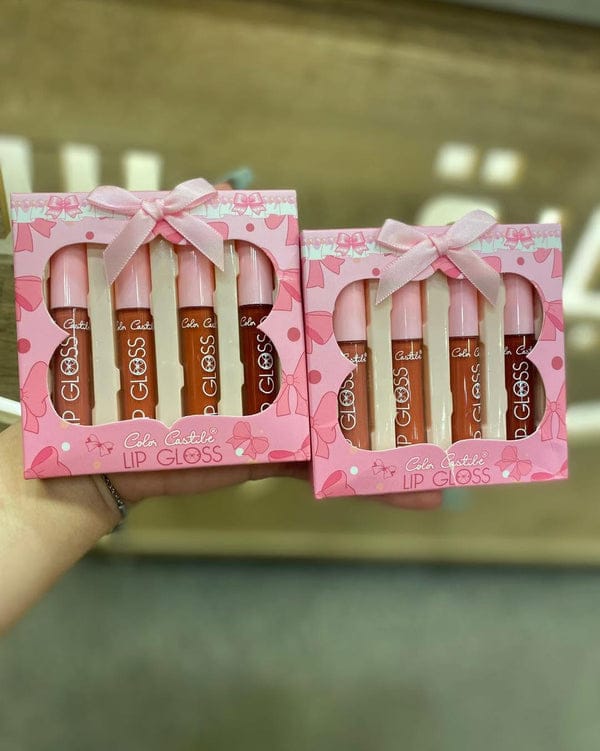 Color Castle Bow Lip Gloss Set – 4 Nude Glossy Shades with Cute Bow Design