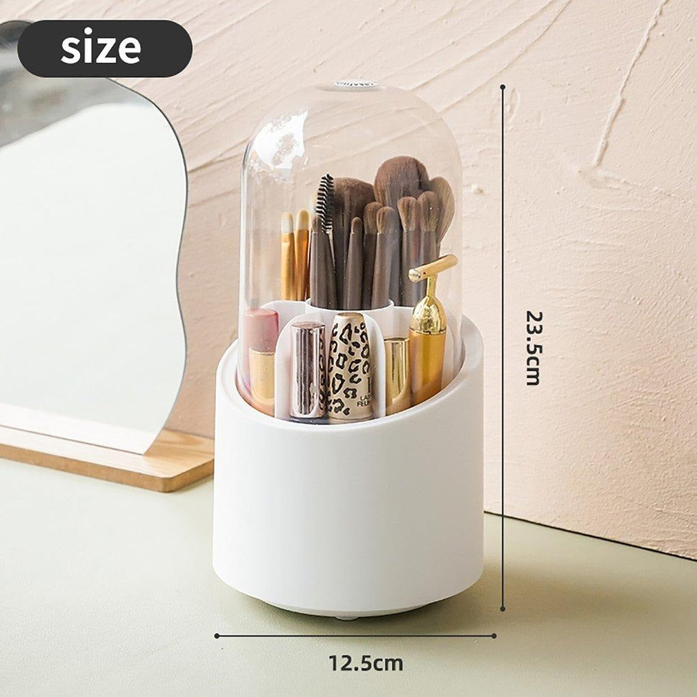 360° Rotating Makeup Brush Storage Box – Multi-Compartment Cosmetic Organiser