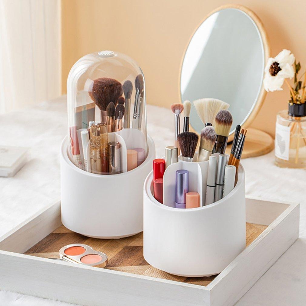 360° Rotating Makeup Brush Storage Box – Multi-Compartment Cosmetic Organiser