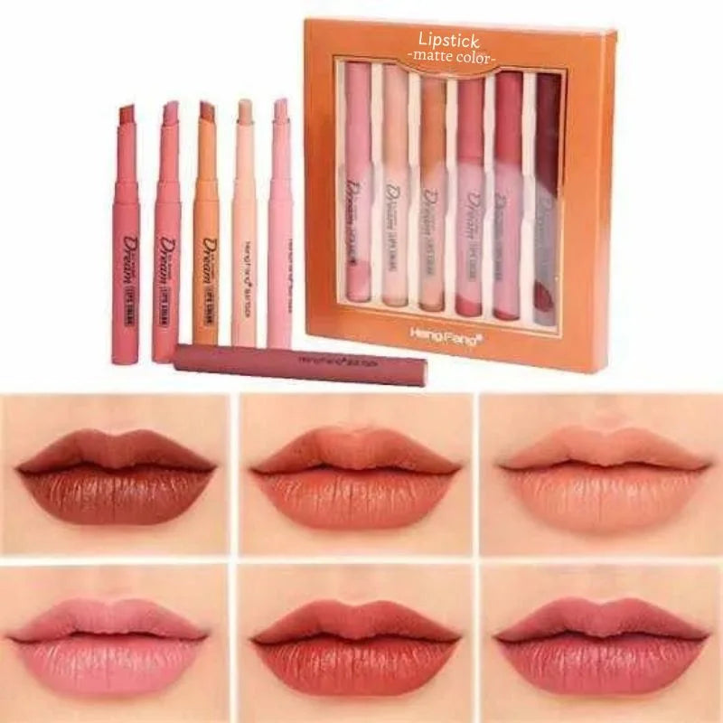 Hengfang Matte Dream Lipstick Set – 6 Nude Shades