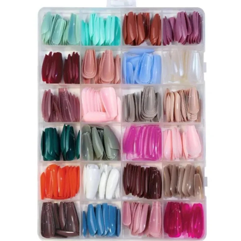 24-Piece Acrylic Artificial Nails Kit – Full Cover Press-On Nails