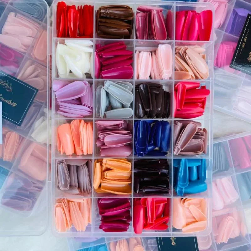 24-Piece Acrylic Artificial Nails Kit – Full Cover Press-On Nails
